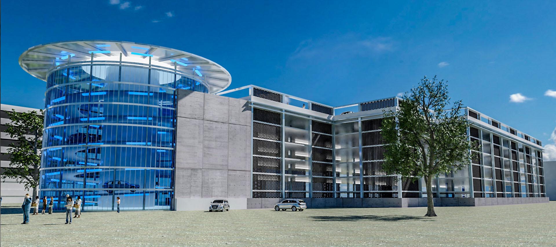 3D-Architektur-Visualisierung eines Parkhauses für Backnang