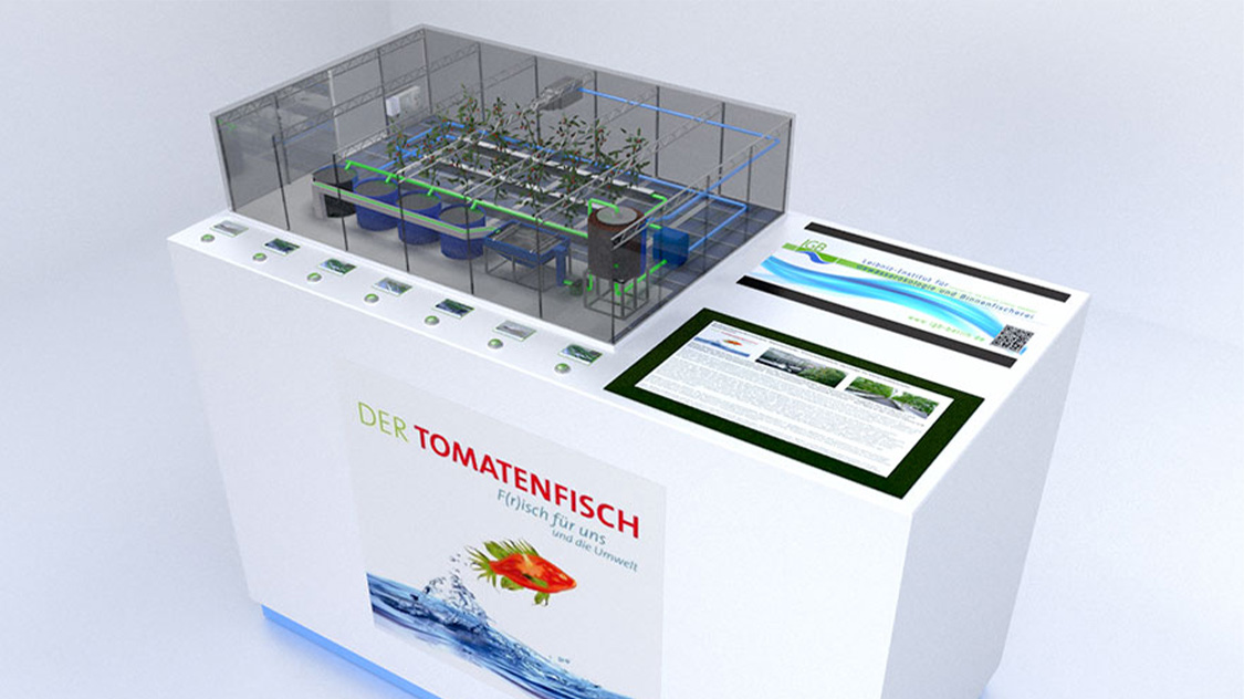 3D-Visualisierungl eines Aquaponic-Anlagen-Modells für das IGB Berlin (Tomatenfisch) im Deutschen Museum
