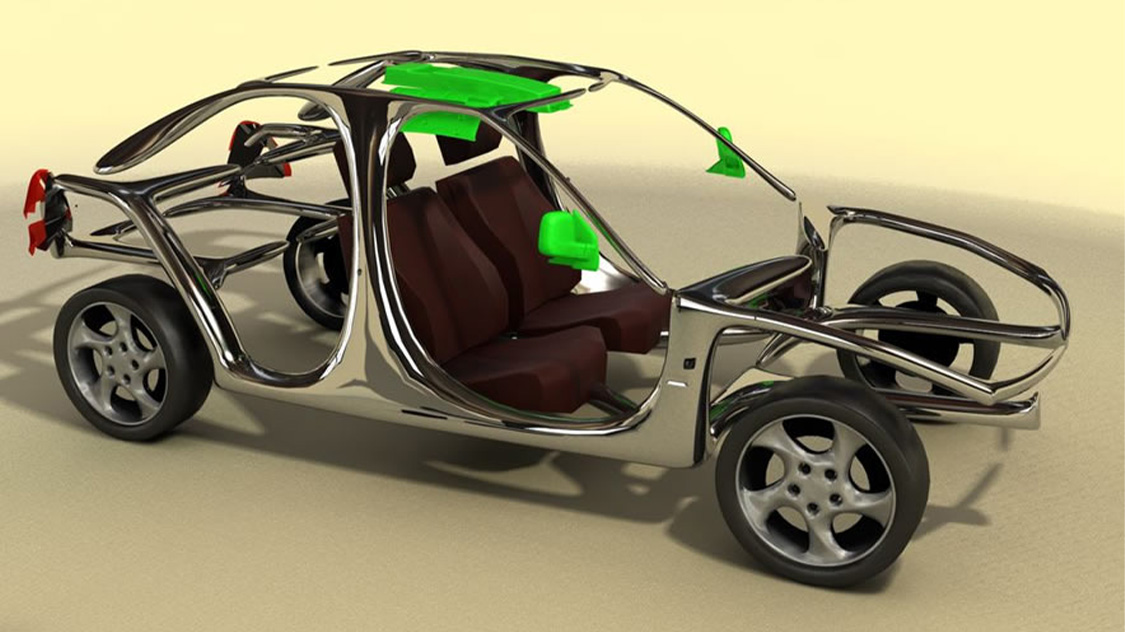 3D-Visualisierung eines Autos zur Darstellung diverser Zulieferteile der Firma Cavität