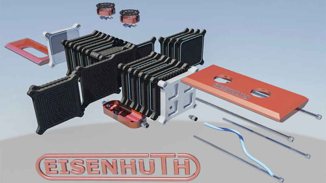 3D-Animation einer Brennstoffzelle mit Bioloarpaltten für die Firma Eisenhuth im Harz. 3D-Visualisierung Brennstoffzellen-Fahrzeug Prototyp Eisenhuth. Projekt Bio-bz: Gewinner des Deutschen Nachhaltigkeitspreises Forschung 2018