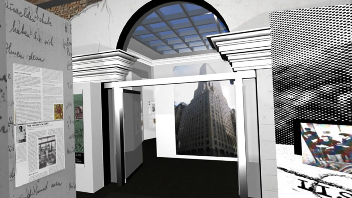 3D Visualisierung /Animation Ausstellungsdesign für Varian Fry Ausstellung in der ADK am Pariser Platz, Berlin