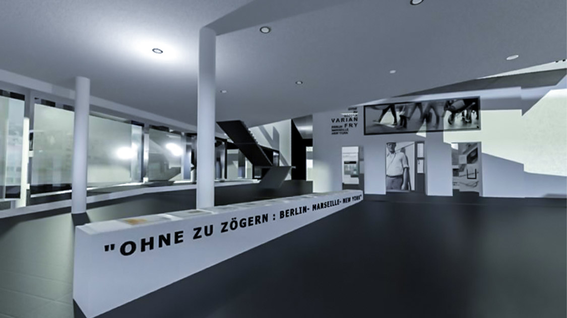 3D Visualisierung/ Animation - Museumsnachbildung  Akademie der Kuenste in Berlin. Foyeransicht am Pariser Platz